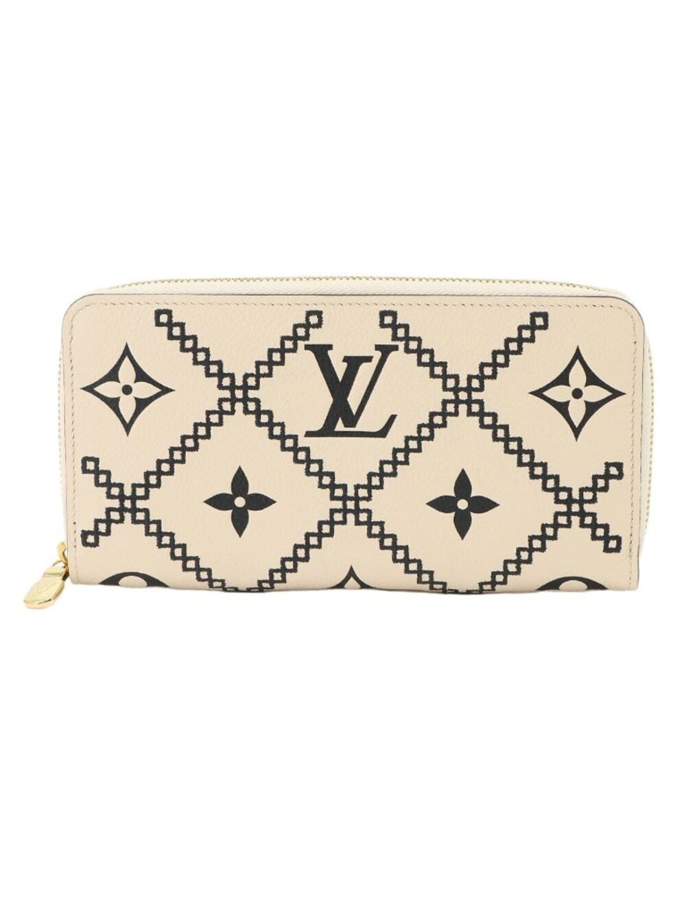 Louis Vuitton Monogram Empreinte Broderie Zippy Wallet Leather Cream